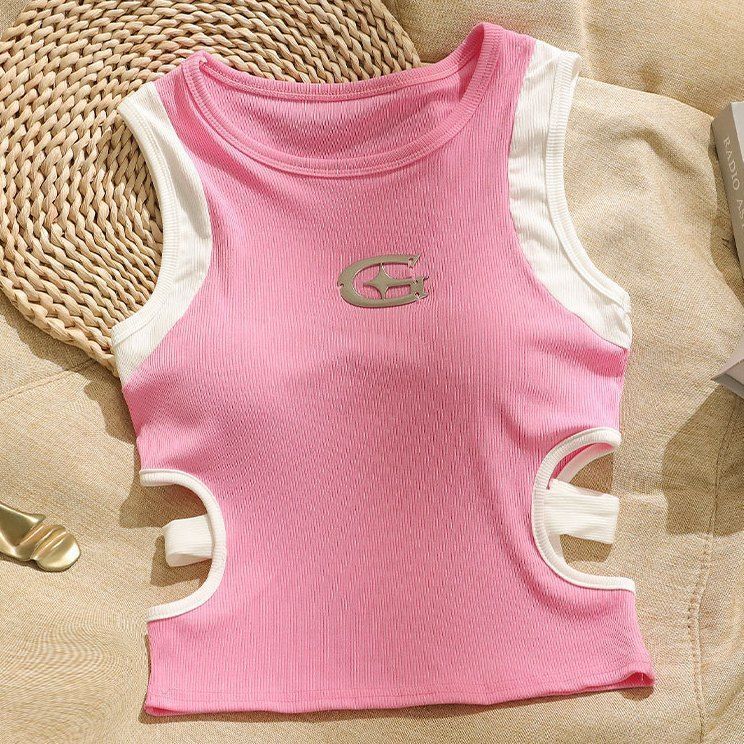 Design Sense Midriff Outfit Sleeveless Vest Slim Top For Women
