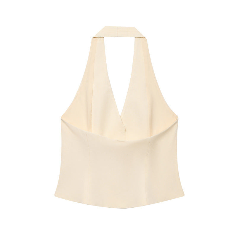 Summer Slim-fit Elegant Hanging Collar Vest Sleeveless Sling